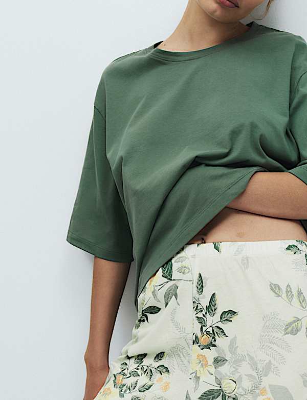 Pure Cotton Printed Drop Shoulder Pyjama Set - NZ
