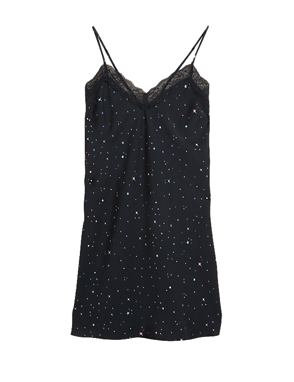 Dream Satin™ & Lace Star Print Short Chemise