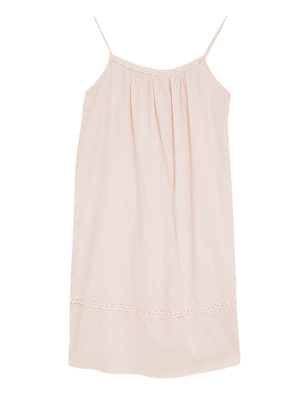 Pure Cotton Self Design Strappy Night Dress