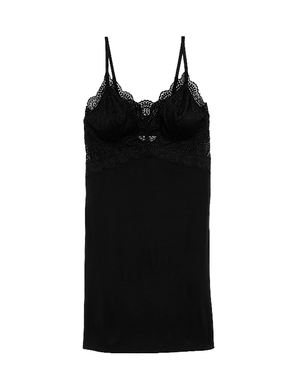 Lace Trim Strappy Short Chemise