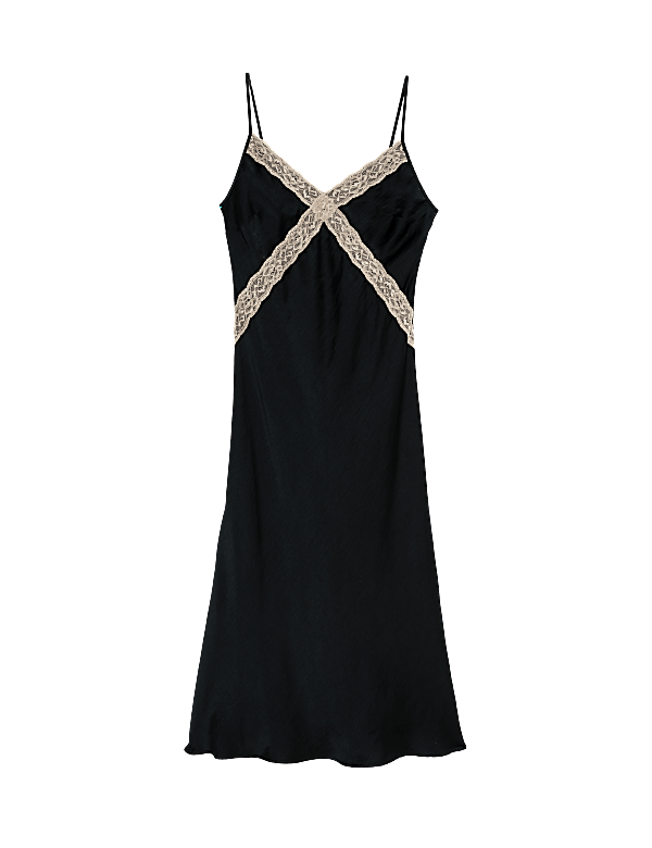 Satin Lace Detail Chemise