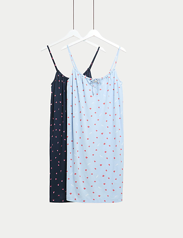 2pk Pure Cotton Printed Chemises - IT