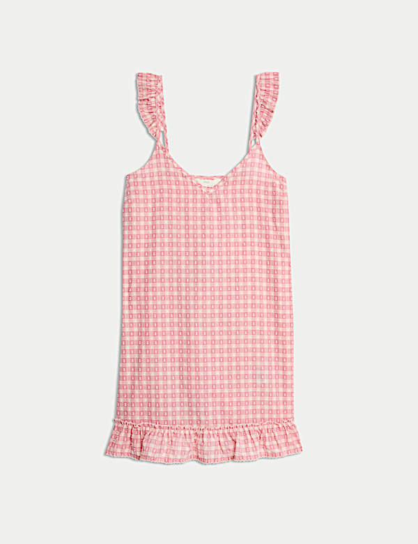 Καρό νυχτικό με τιράντες από 100% βαμβάκι - GR