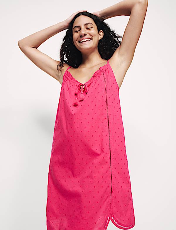 Pure Cotton Dobby Tie Front Chemise - VN