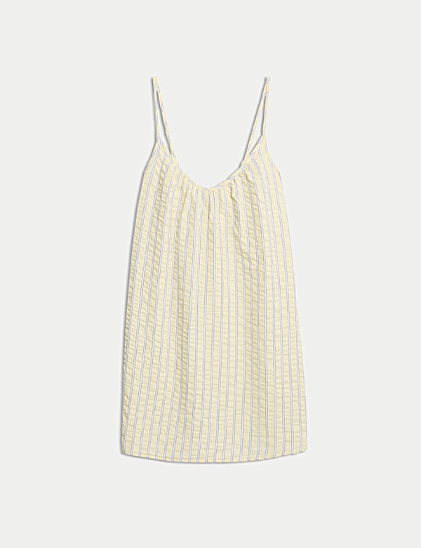 Pure Cotton Seersucker Striped Chemise - RS