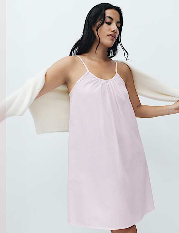 Pure Cotton Striped Short Chemise