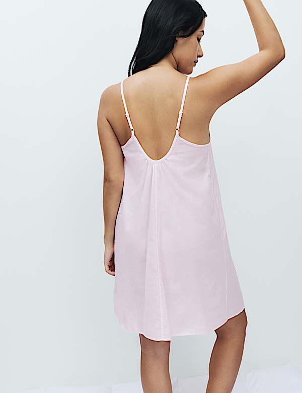 Pure Cotton Striped Short Chemise - FR