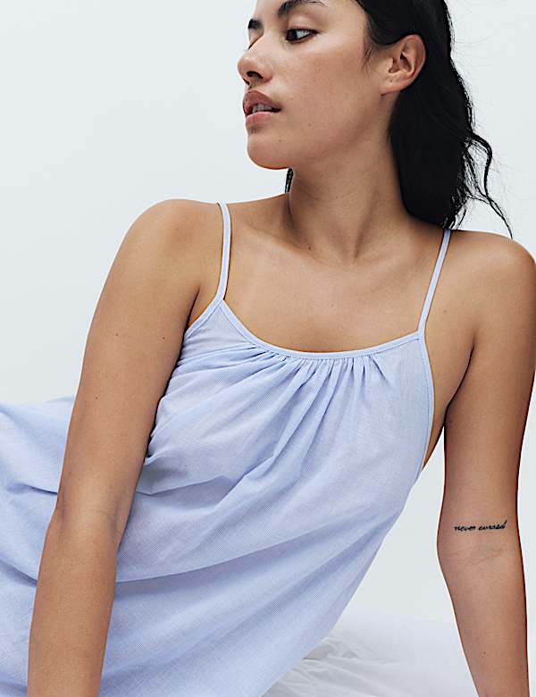 Nuisette coupe courte 100 % coton &agrave; rayures - LU