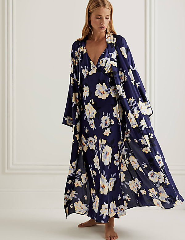 Satin Floral Long Wrap