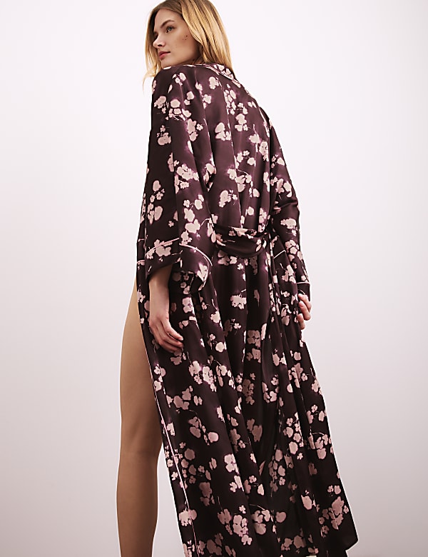 Satin Floral Wide Sleeve Wrap