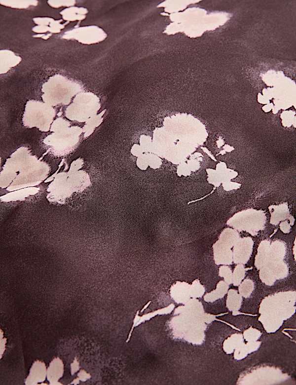 Satin Floral Wide Sleeve Wrap