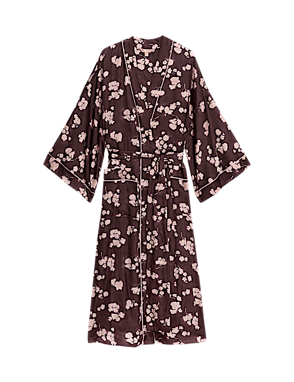 Satin Floral Wide Sleeve Wrap