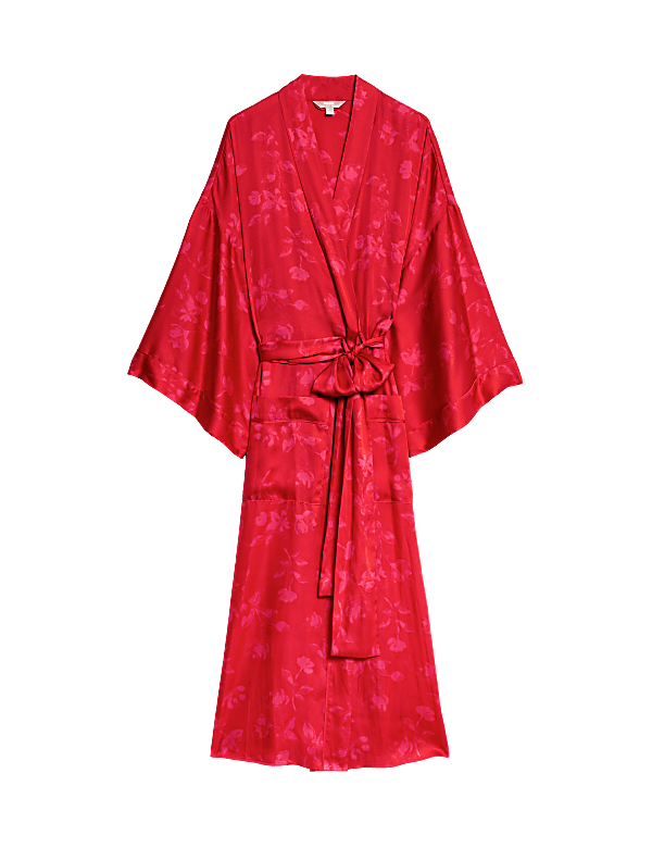 Satin Floral Wide Sleeve Wrap