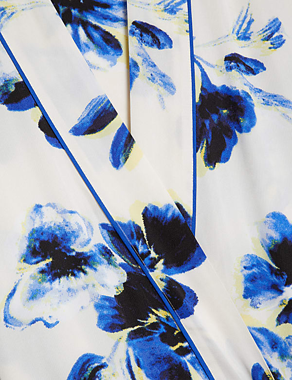 Satin Floral Wide Sleeve Wrap