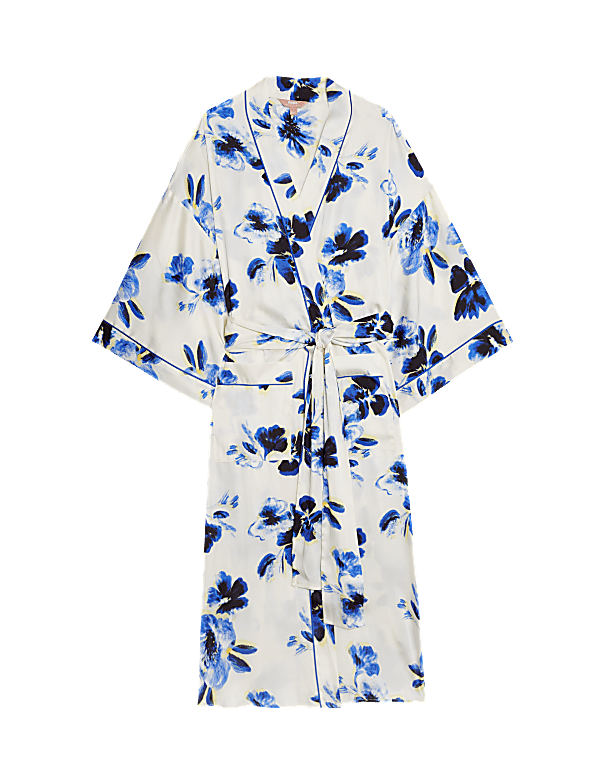 Satin Floral Wide Sleeve Wrap