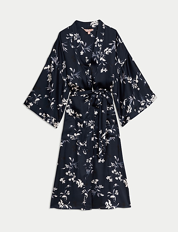 Robe de chambre en satin &agrave; imprim&eacute; - CA