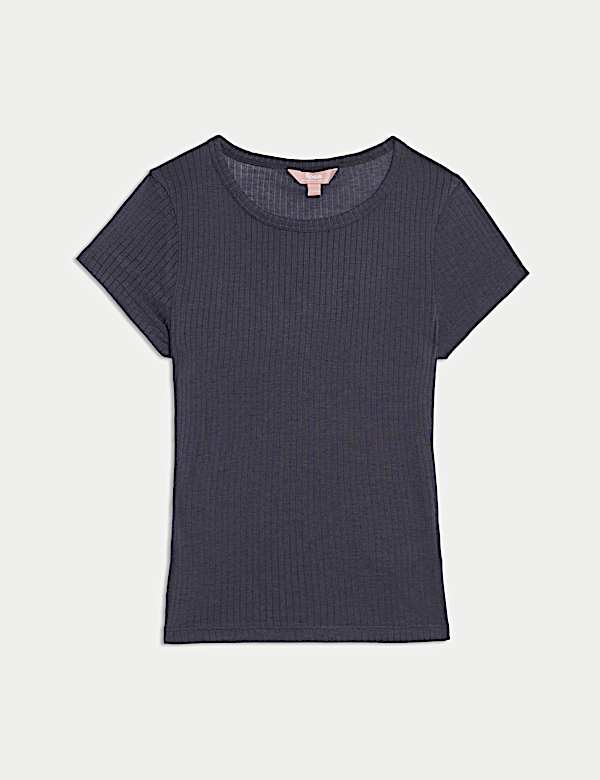 Geribbelde pyjamatop met wol - BE