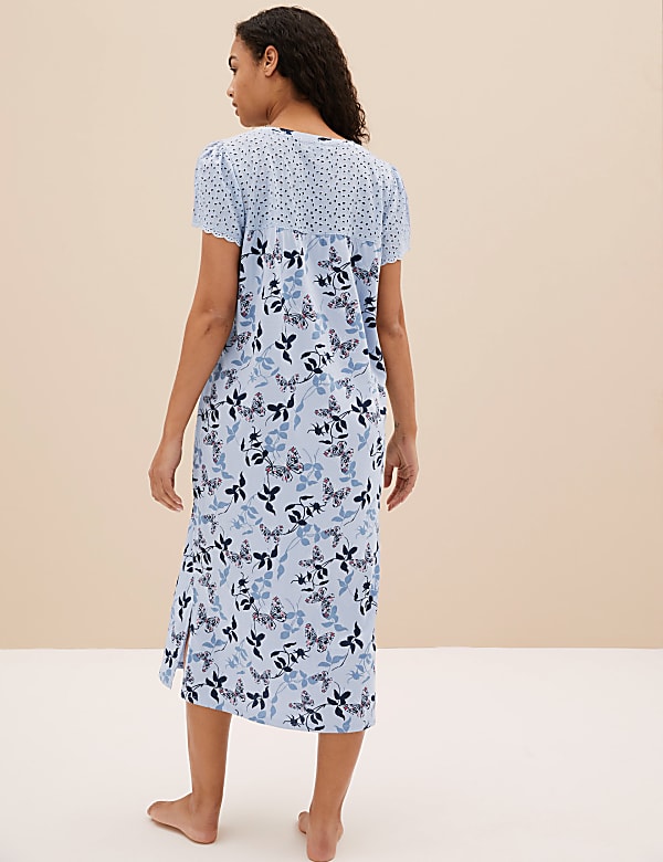 Pure Cotton Printed V-Neck Nightdress