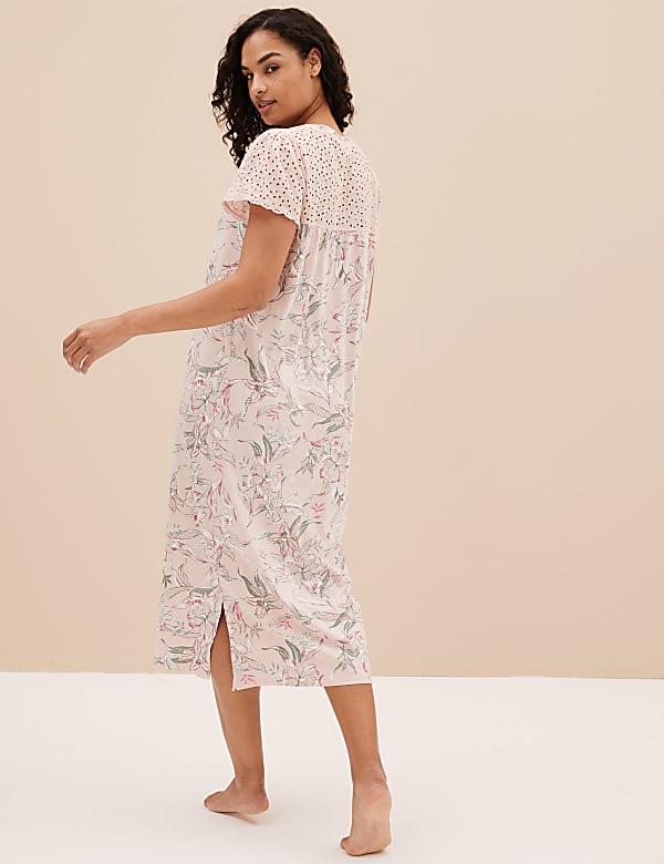 Pure Cotton Printed V-Neck Nightdress