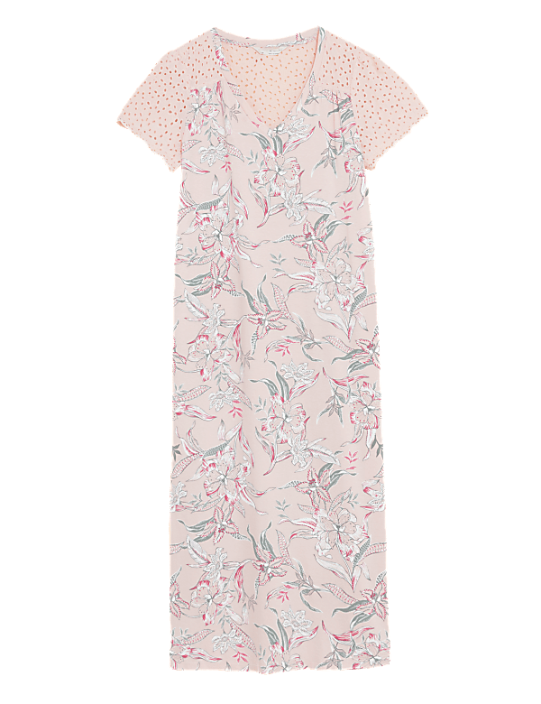 Pure Cotton Printed V-Neck Nightdress