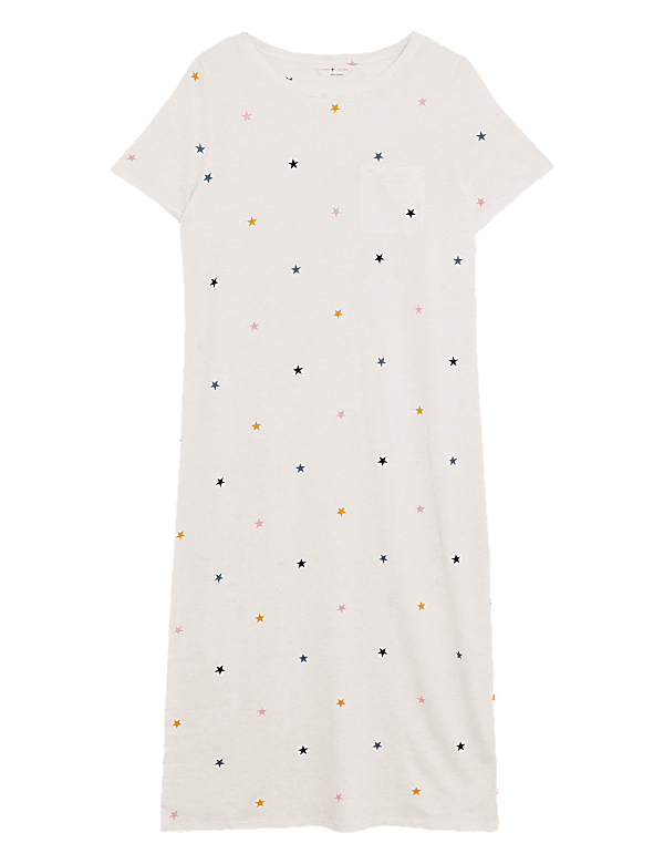 Cotton Modal Star Print Long Nightdress