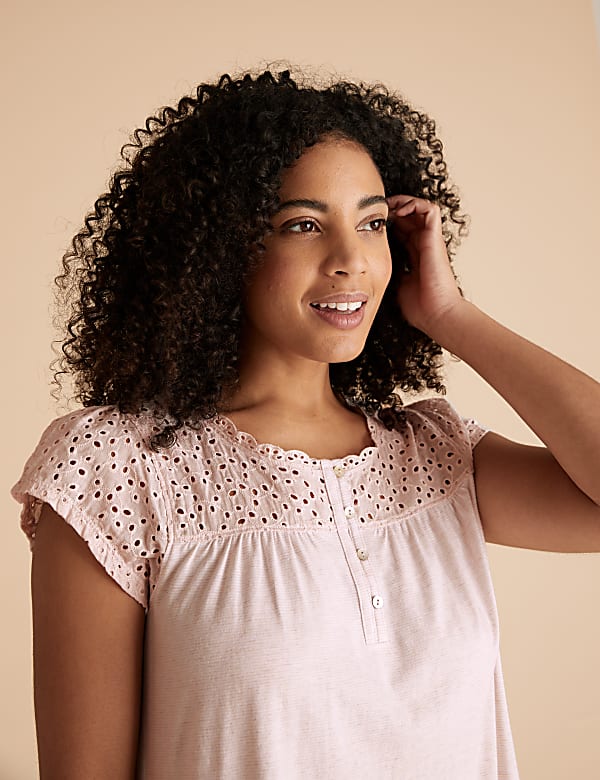 Pure Cotton Broderie Trim Nightdress