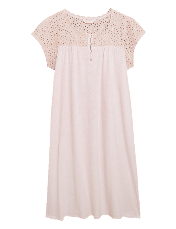 Pure Cotton Broderie Trim Nightdress