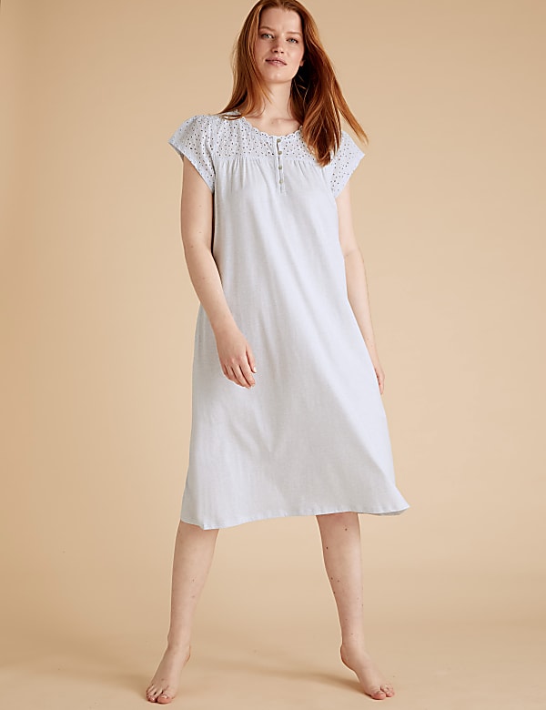Buy Pure Cotton Broderie Trim Nightdress at Marks Spencer