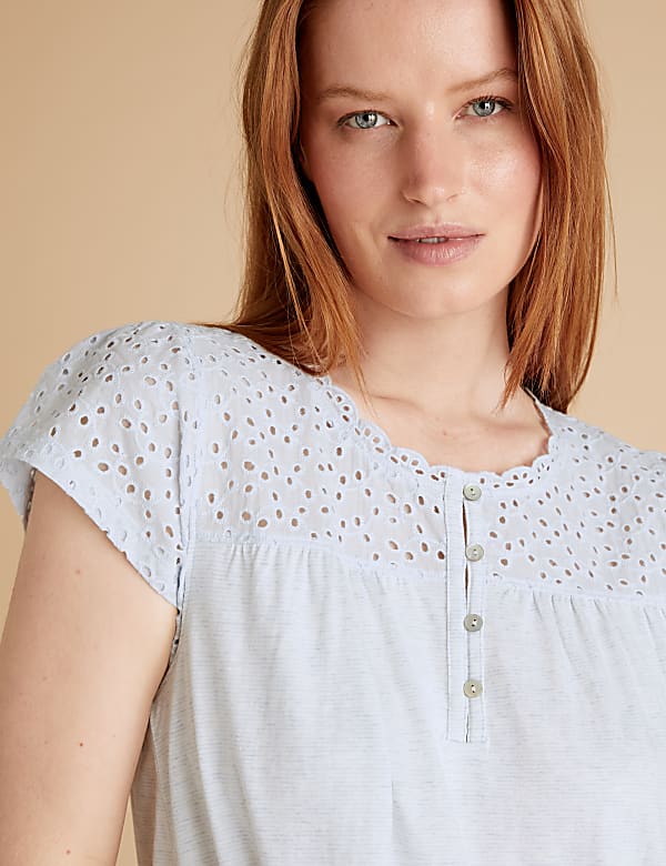 Pure Cotton Broderie Trim Nightdress