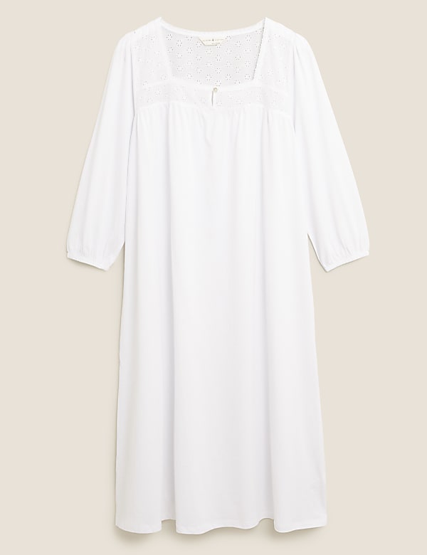 Long Sleeves Trim Broderie Nightdress