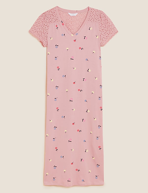 Camisón largo floral con bordado - ES