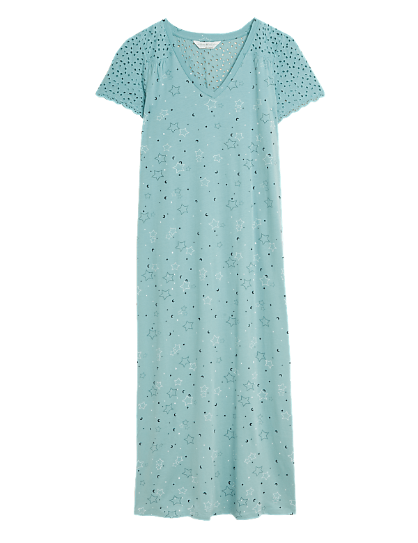 Pure Cotton Printed V-Neck Nightdress