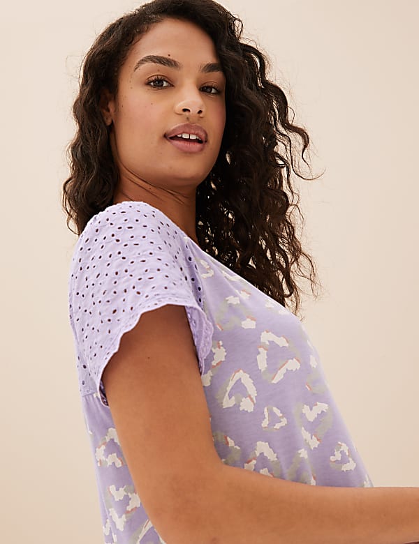 Cotton Rich Heart Print Long Nightdress