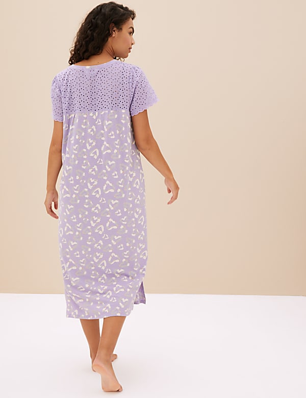 Cotton Rich Heart Print Long Nightdress