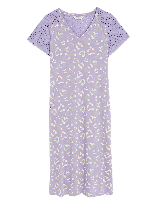 Cotton Rich Heart Print Long Nightdress