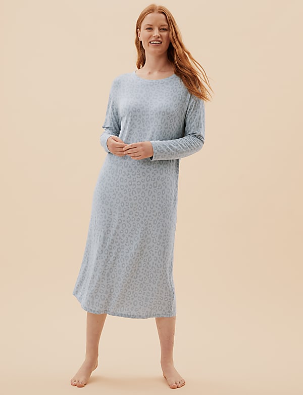 Viscose Animal Print Long Nightdress
