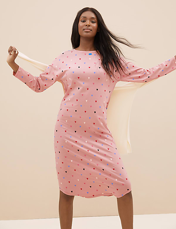 Buy 2 Pack Cotton Rich Heart Long Nightdresses at Marks Spencer