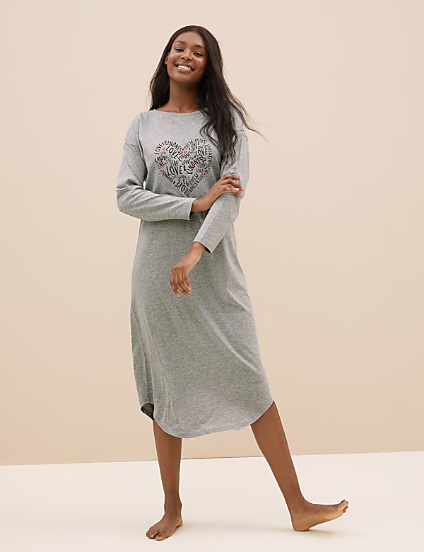 2 Pack Cotton Rich Heart Long Nightdresses