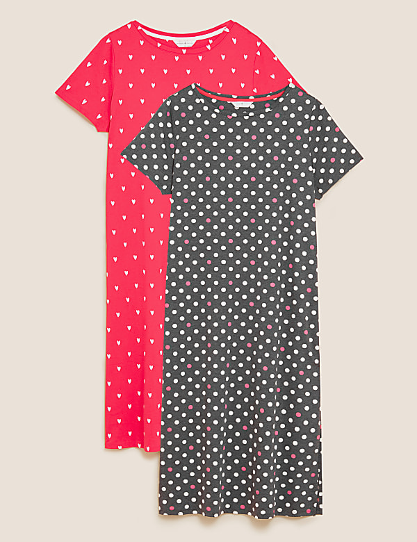 2 Pack Cotton Rich Long Nightdresses