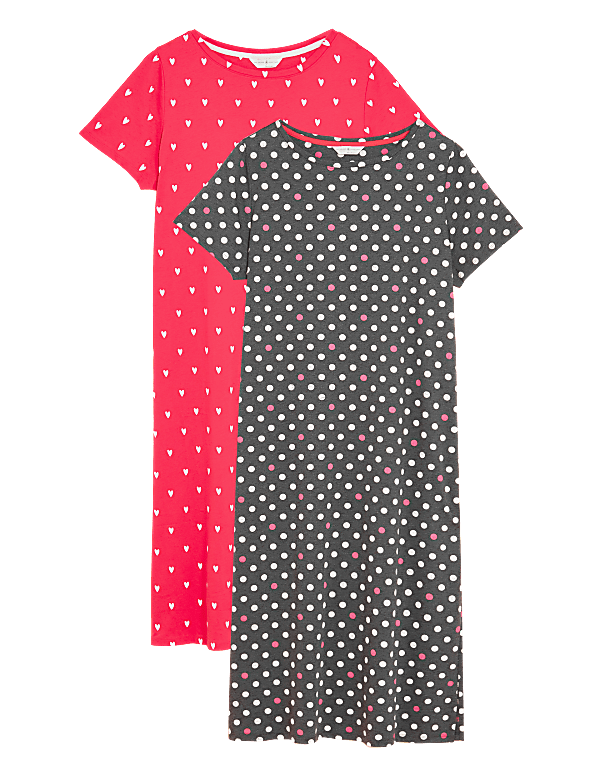 2 Pack Cotton Rich Long Nightdresses
