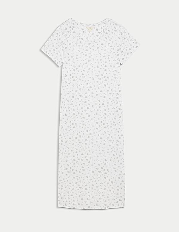 Cotton Modal Animal Print Long Nightshirt