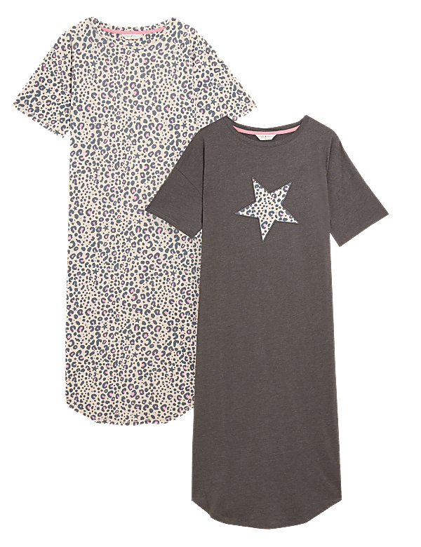 2pk Cotton Rich Animal Print Nightdresses