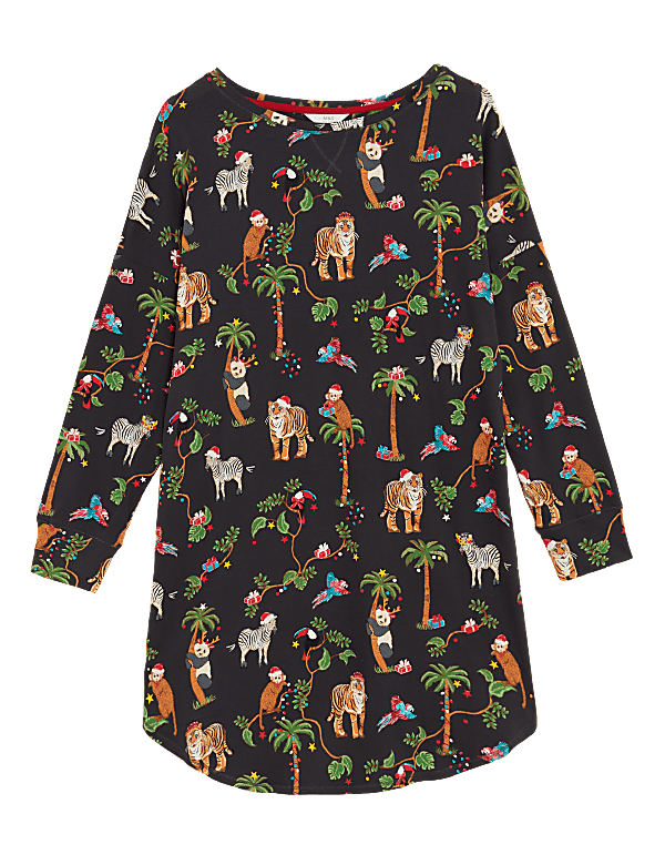 Women's Animal Print Family Christmas Short Nightdress