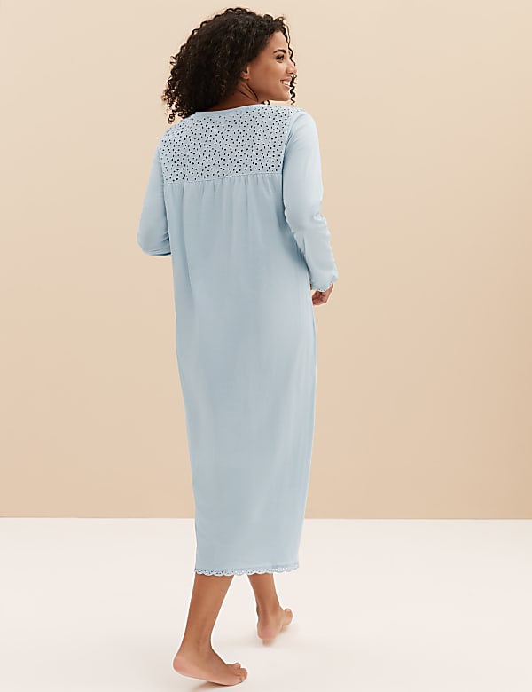 Pure Cotton Broderie Long Nightdress