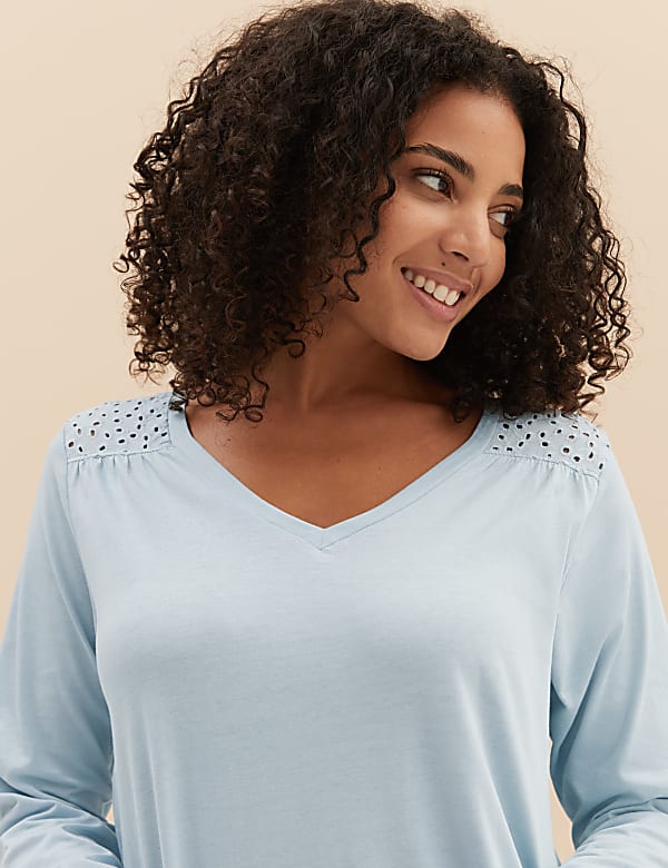 Pure Cotton Broderie Long Nightdress