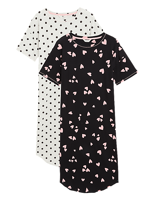 2pk Cotton Rich Printed Long Nightdresses