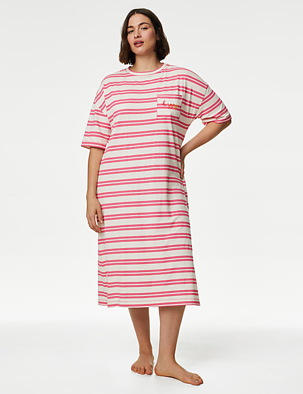 Pure Cotton Striped Long Nightdress