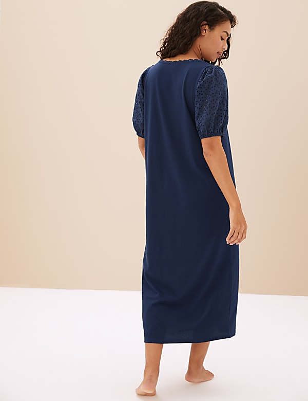 Pure Cotton Broderie Long Nightdress