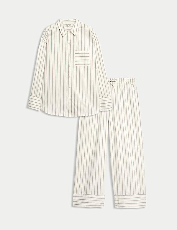 Pure Cotton Striped Revere Pyjama Set
