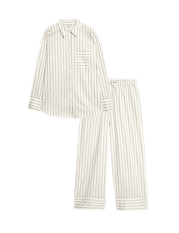 Pure Cotton Striped Revere Pyjama Set